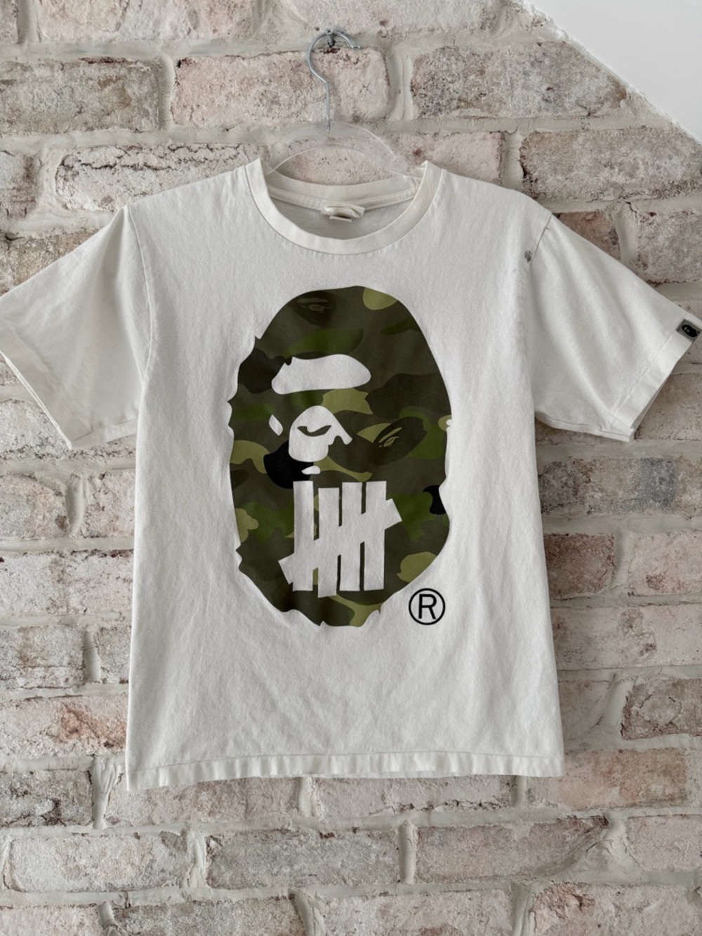 BAPE x Undefeated Camo Ape Head Tee in White Men's Size S
